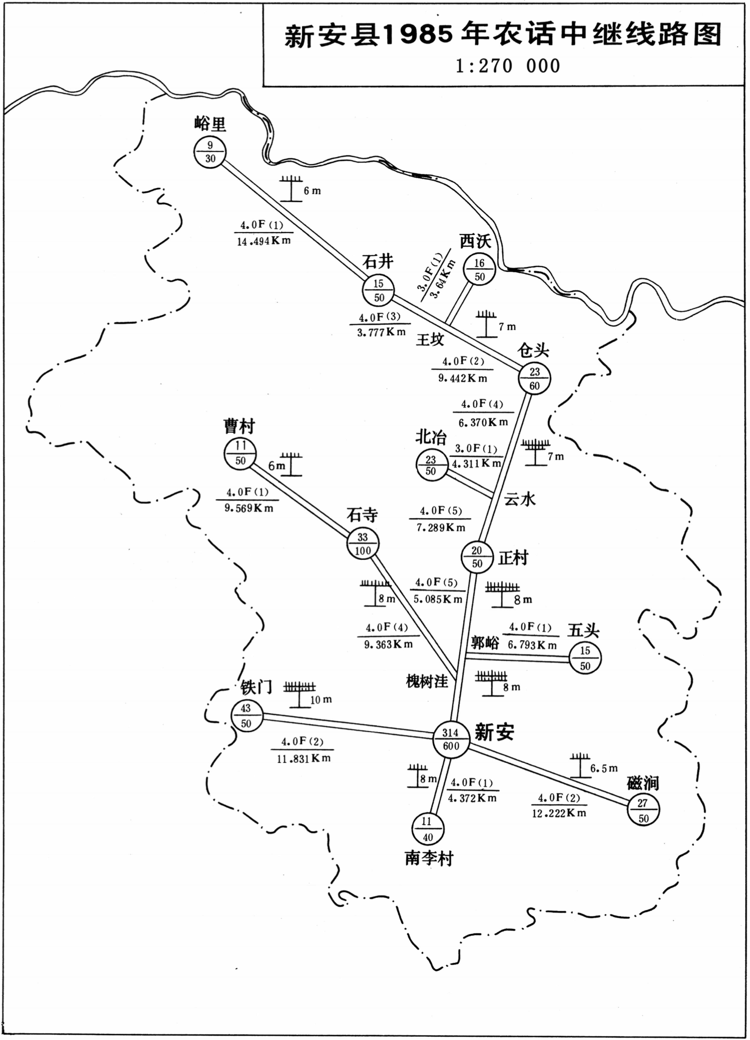 新安县1985年农话中继电路图