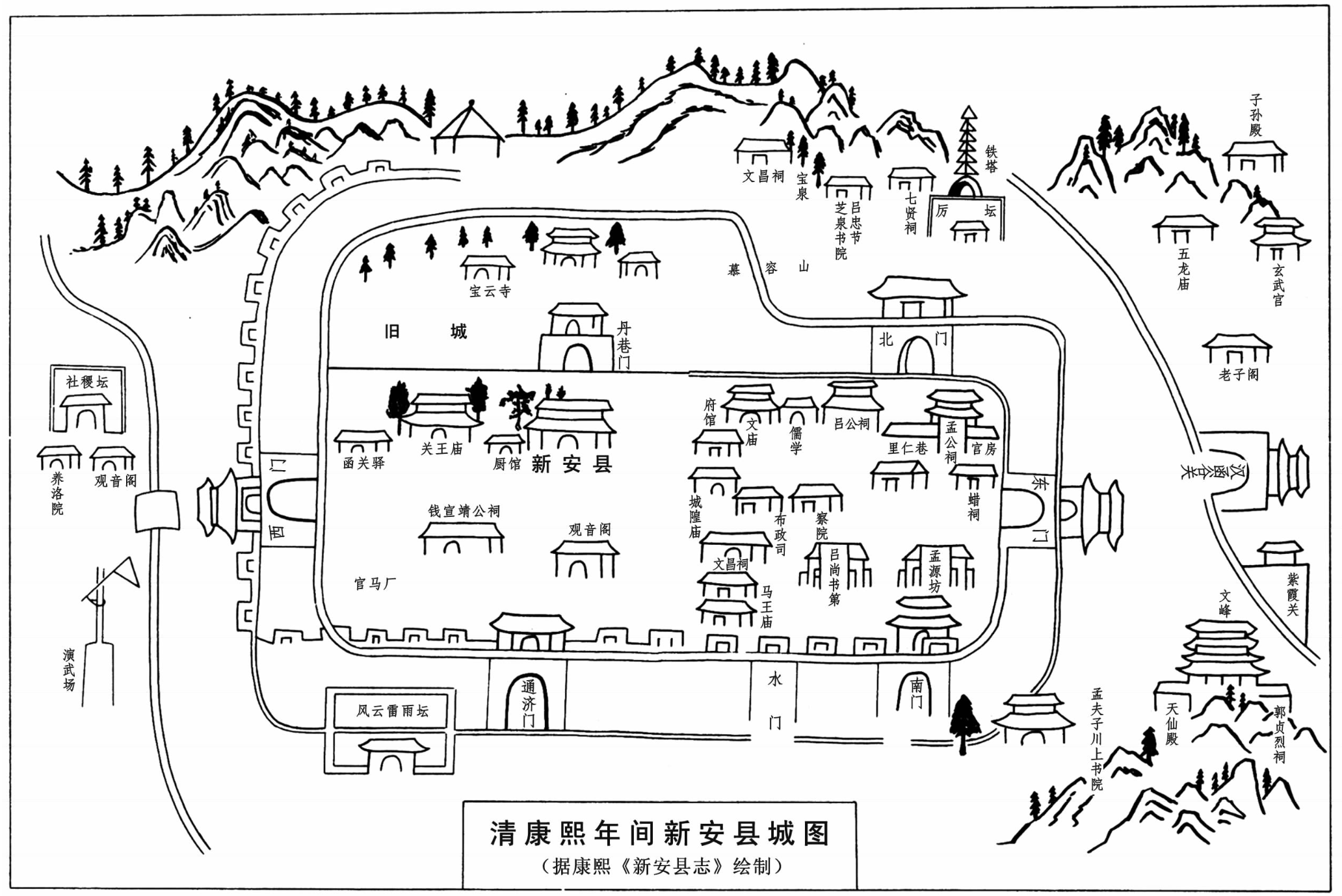 清康熙年间新安县城图(据康熙《新安县志》绘制)